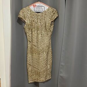 Dress the population - gold sequin dress